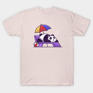 Cute Panda Sleeping On Beach Bench T-Shirt